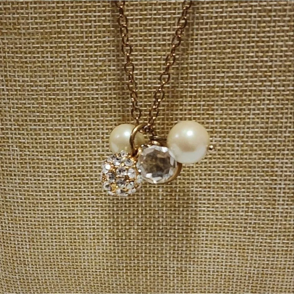 J. CREW gold, pearl, and jeweled‎ ball long necklace